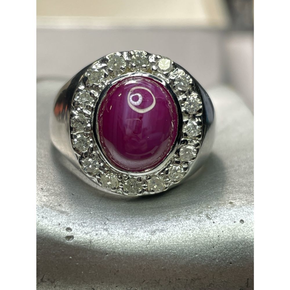 14k White Gold Ruby Diamond Ring - image 2